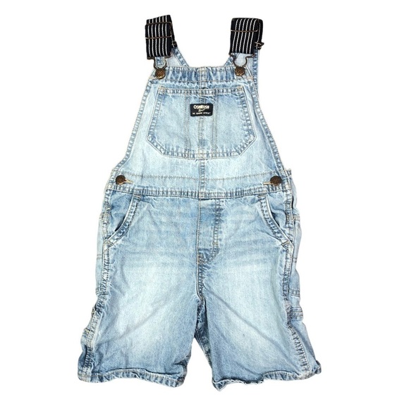 Osh Kosh carpenter shortalls denim engineer stripe straps 5T - Picture 8 of 8